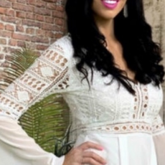 Chiffon Eyelet White Sheer Layered Custom Dress Vintage Wedding Flowy NWT - Picture 2 of 4